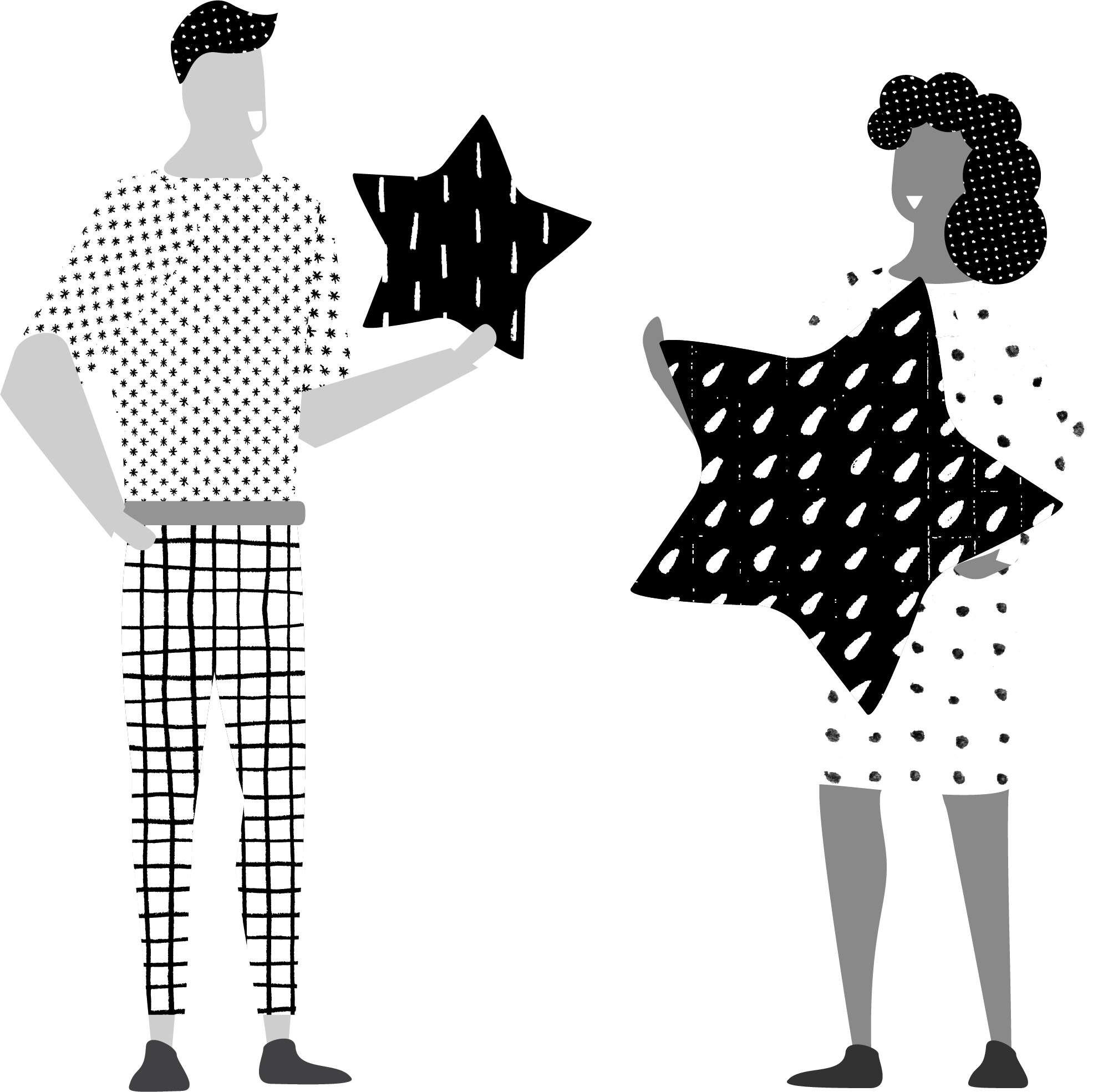 Man and woman holding stars