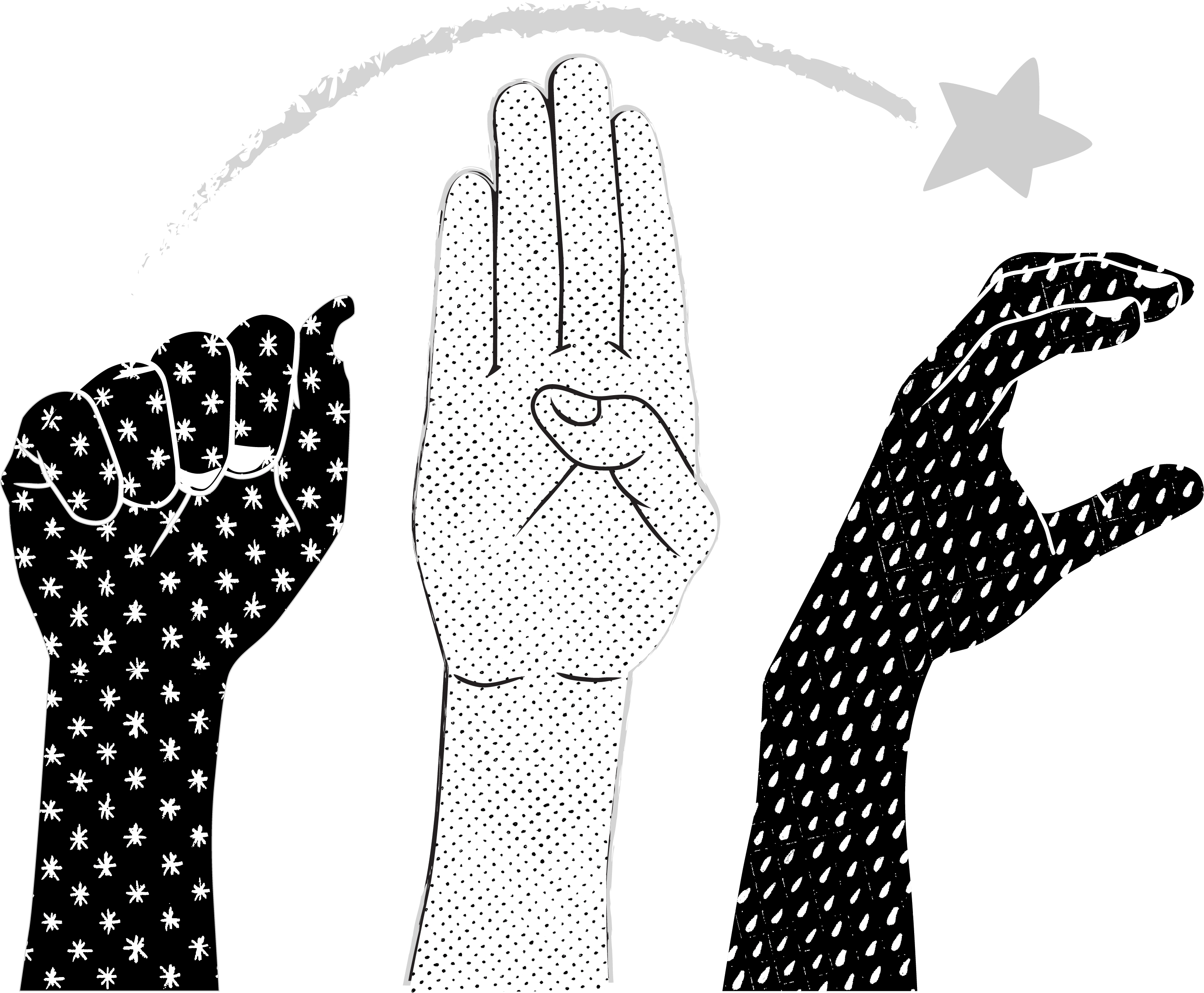 hands signing "ABC" in ASL